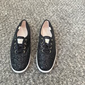 Keds Kate Spade Womens 7.5 Champion Glitter Black Sneakers WF52882 Shoe